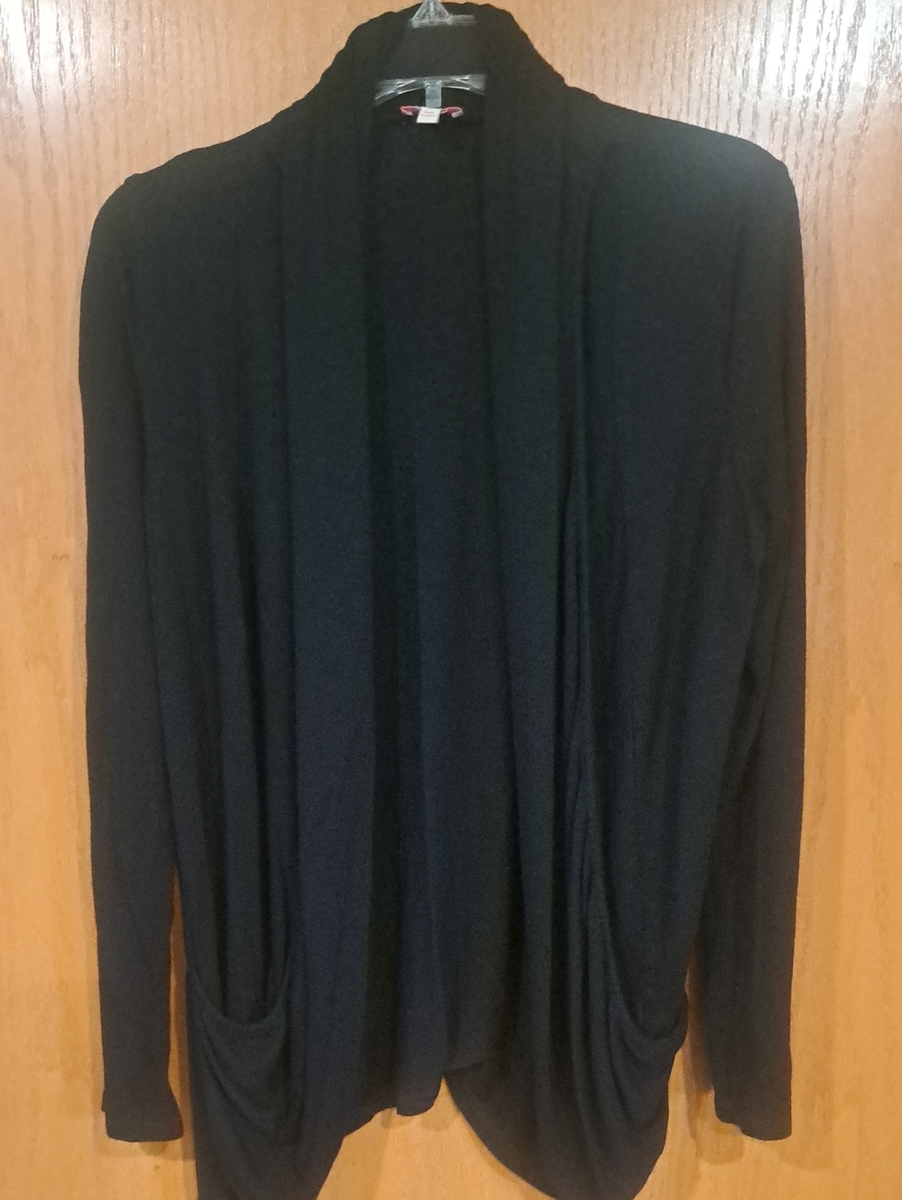 Pixley Black Open-Front Draped Cardigan 2 Pockets